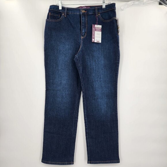 GLORIA VANDERBILT Amanda High Rise Mom Dark Wash Blue Jeans 14P NWT - Picture 2 of 10